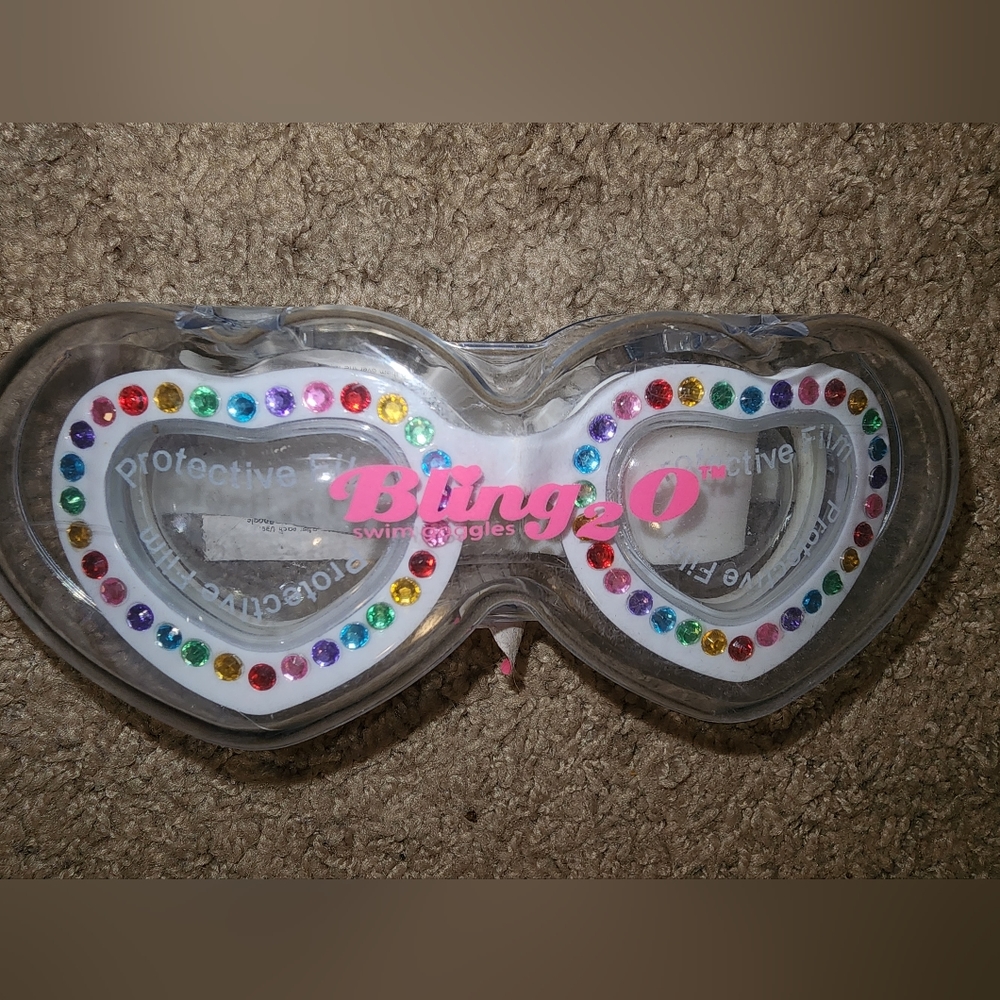Bling-O Sparkle Colorful Gems Heart shaped Girl's adjustable swim goggles